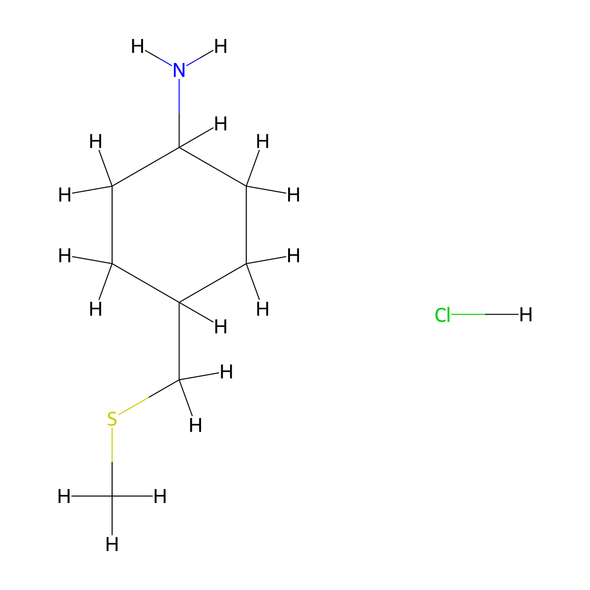 4-[(Methylsulfanyl)methyl]cyclohexan-1-amine hydrochloride molecular structure, CAS 1820639-48-2