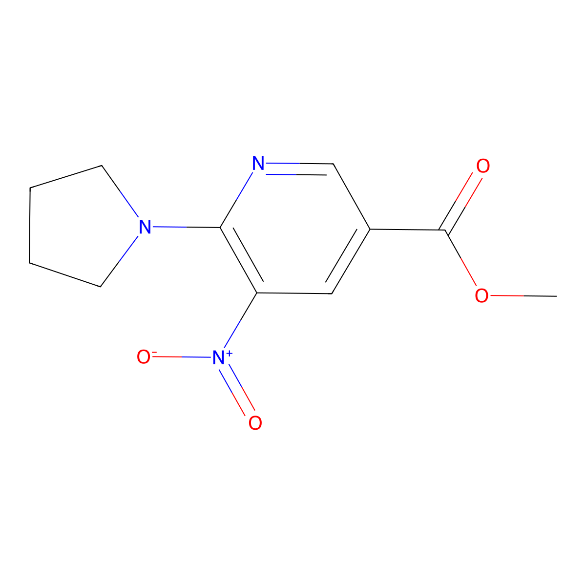 Methyl 5-nitro-6-(pyrrolidin-1-YL)pyridine-3-carboxylate molecular structure, CAS 1820639-75-5