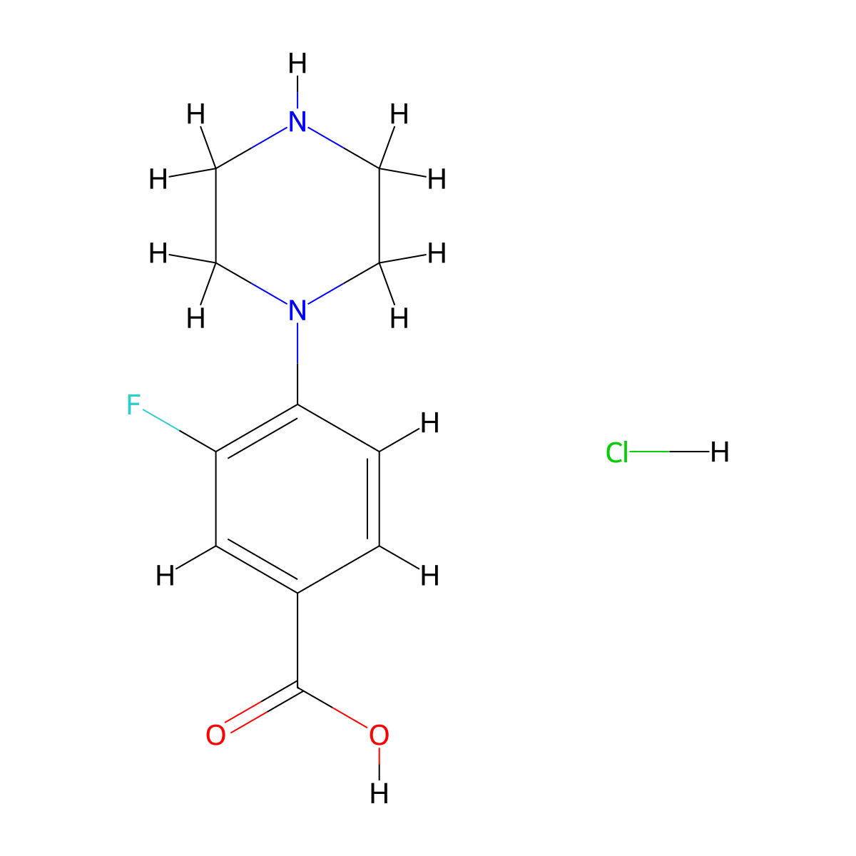 3-Fluoro-4-(piperazin-1-yl)benzoic acid hydrochloride molecular structure, CAS 1820639-99-3