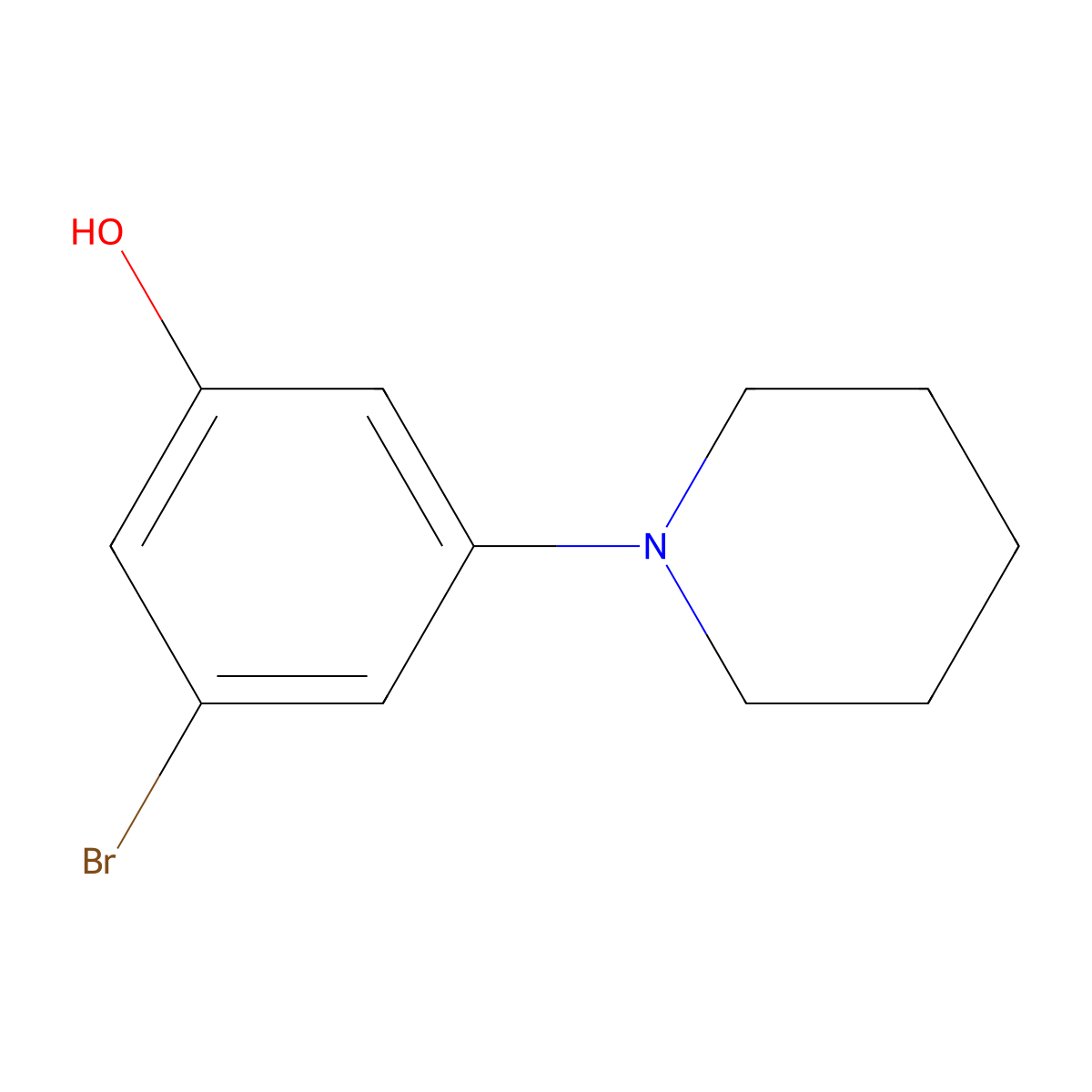 3-Bromo-5-piperidinophenol molecular structure, CAS 1820640-16-1