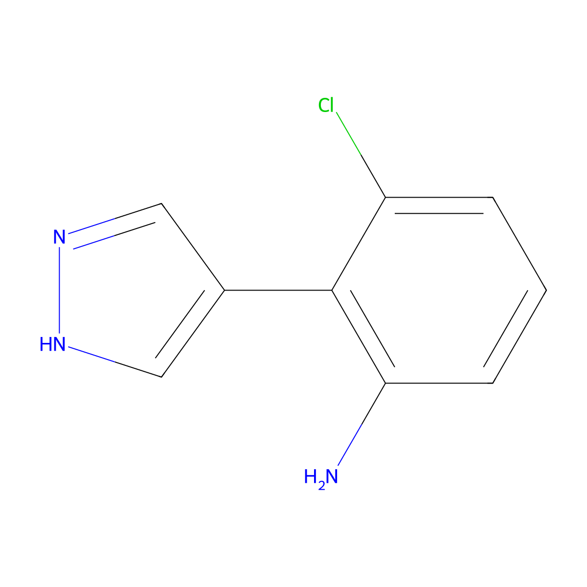 3-Chloro-2-(1H-pyrazol-4-YL)aniline molecular structure, CAS 1820640-17-2