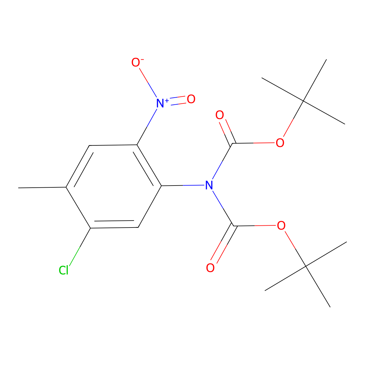 N,N-Bis(boc)-5-chloro-4-methyl-2-nitroaniline molecular structure, CAS 1820640-19-4