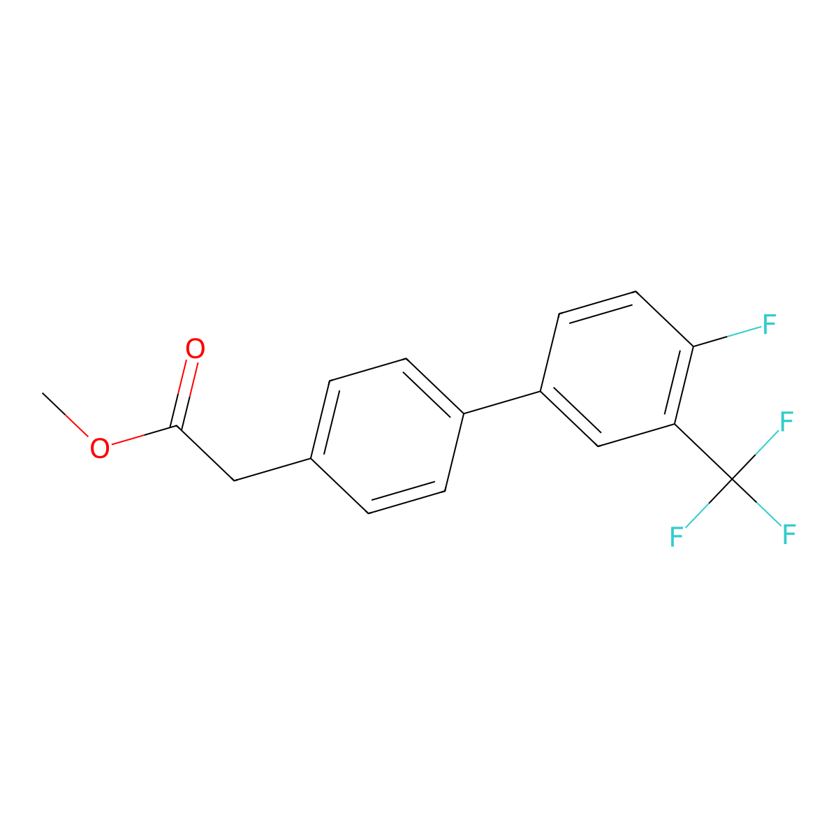 Methyl 2-{4-[4-fluoro-3-(trifluoromethyl)phenyl]phenyl}acetate molecular structure, CAS 1820640-24-1