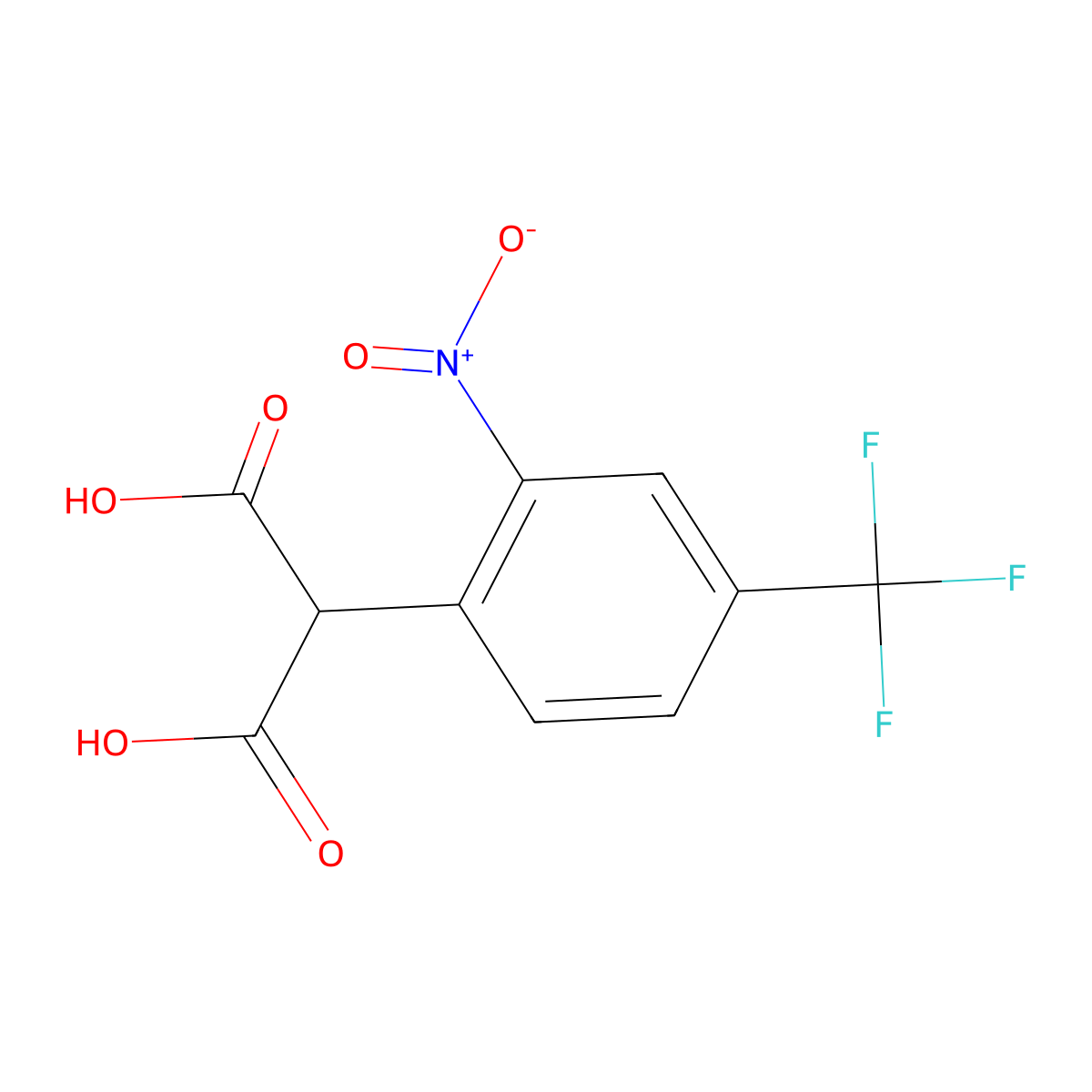 2-[2-Nitro-4-(trifluoromethyl)phenyl]propanedioic acid molecular structure, CAS 1820640-28-5