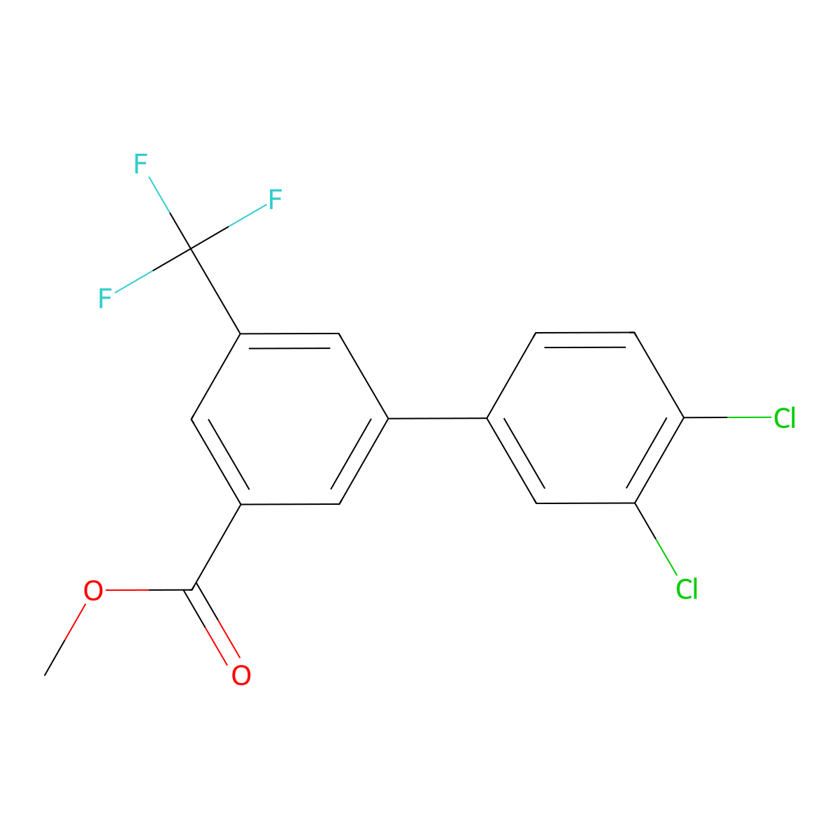 Methyl 3-(3,4-dichlorophenyl)-5-(trifluoromethyl)benzoate molecular structure, CAS 1820640-30-9