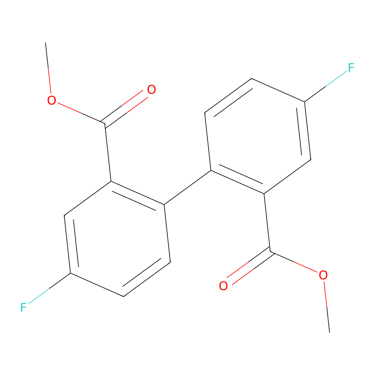 Methyl 5-fluoro-2-[4-fluoro-2-(methoxycarbonyl)phenyl]benzoate molecular structure, CAS 1820640-40-1