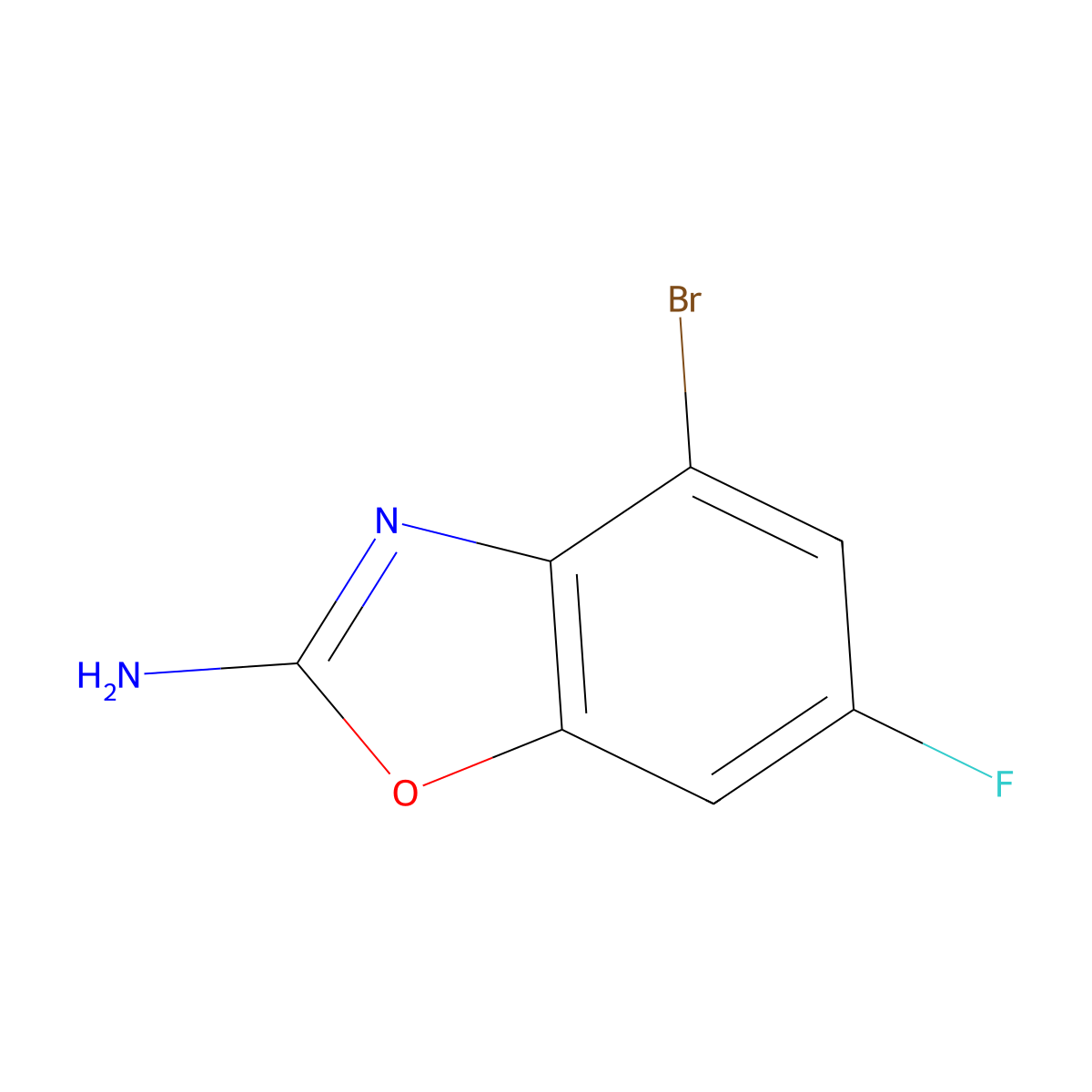 4-Bromo-6-fluoro-1,3-benzoxazol-2-amine molecular structure, CAS 1820640-57-0