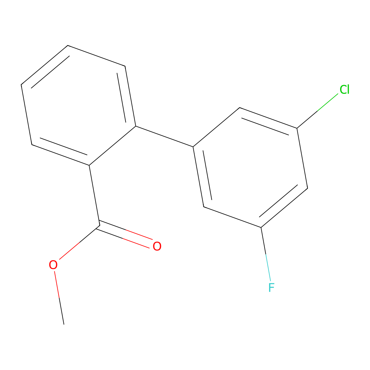 Methyl 2-(3-chloro-5-fluorophenyl)benzoate molecular structure, CAS 1820640-97-8