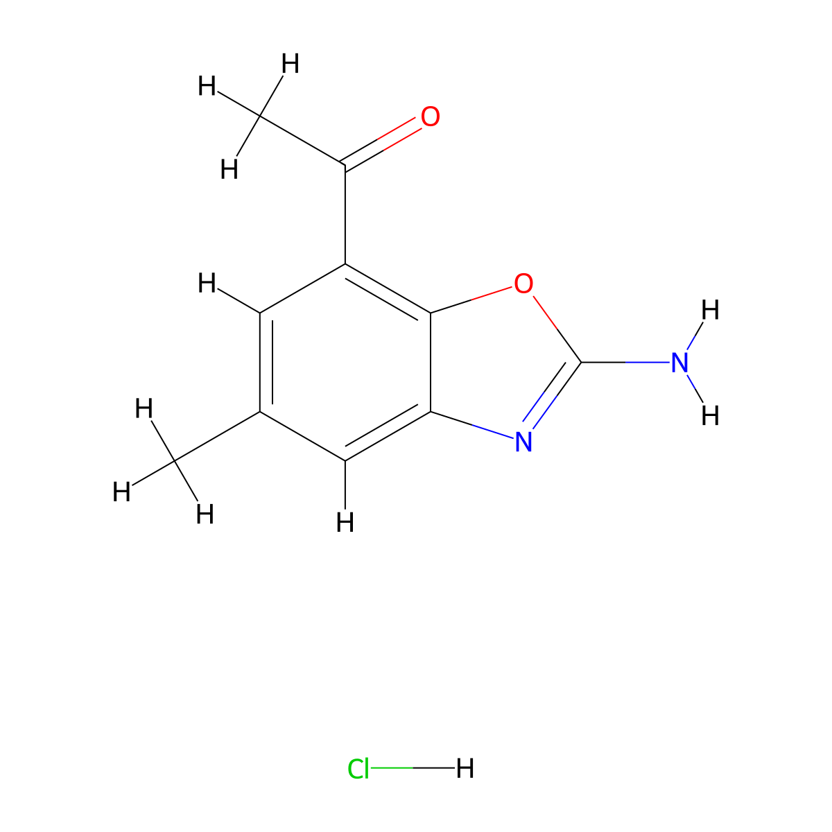 1-(2-Amino-5-methyl-1,3-benzoxazol-7-YL)ethanone hydrochloride molecular structure, CAS 1820641-28-8