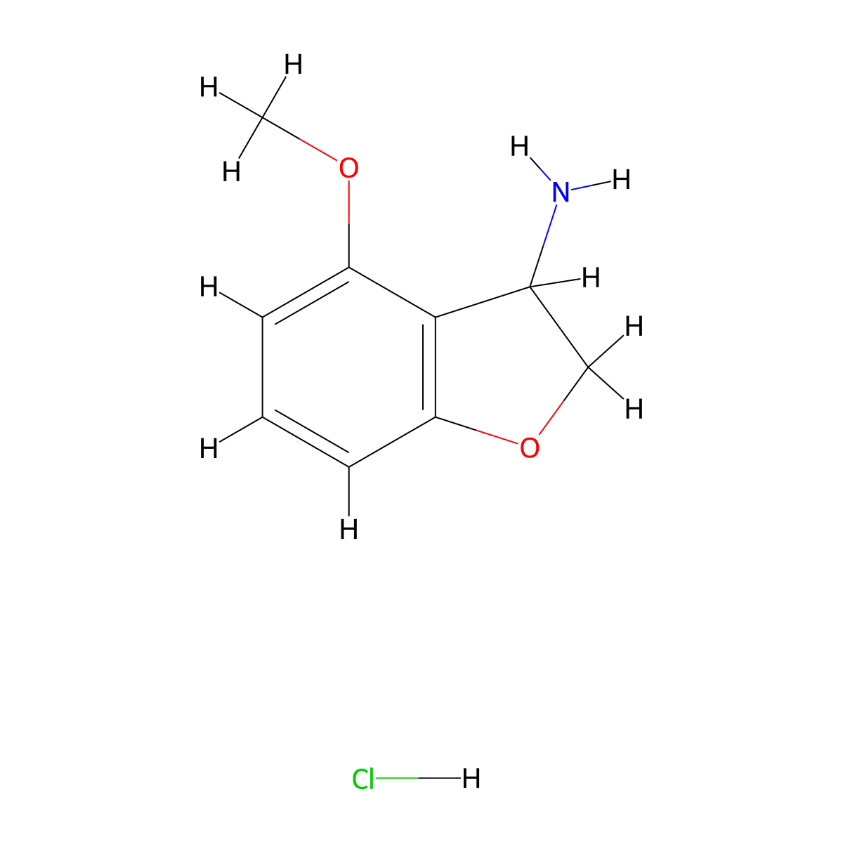 4-Methoxy-2,3-dihydro-1-benzofuran-3-amine hydrochloride molecular structure, CAS 1820641-42-6