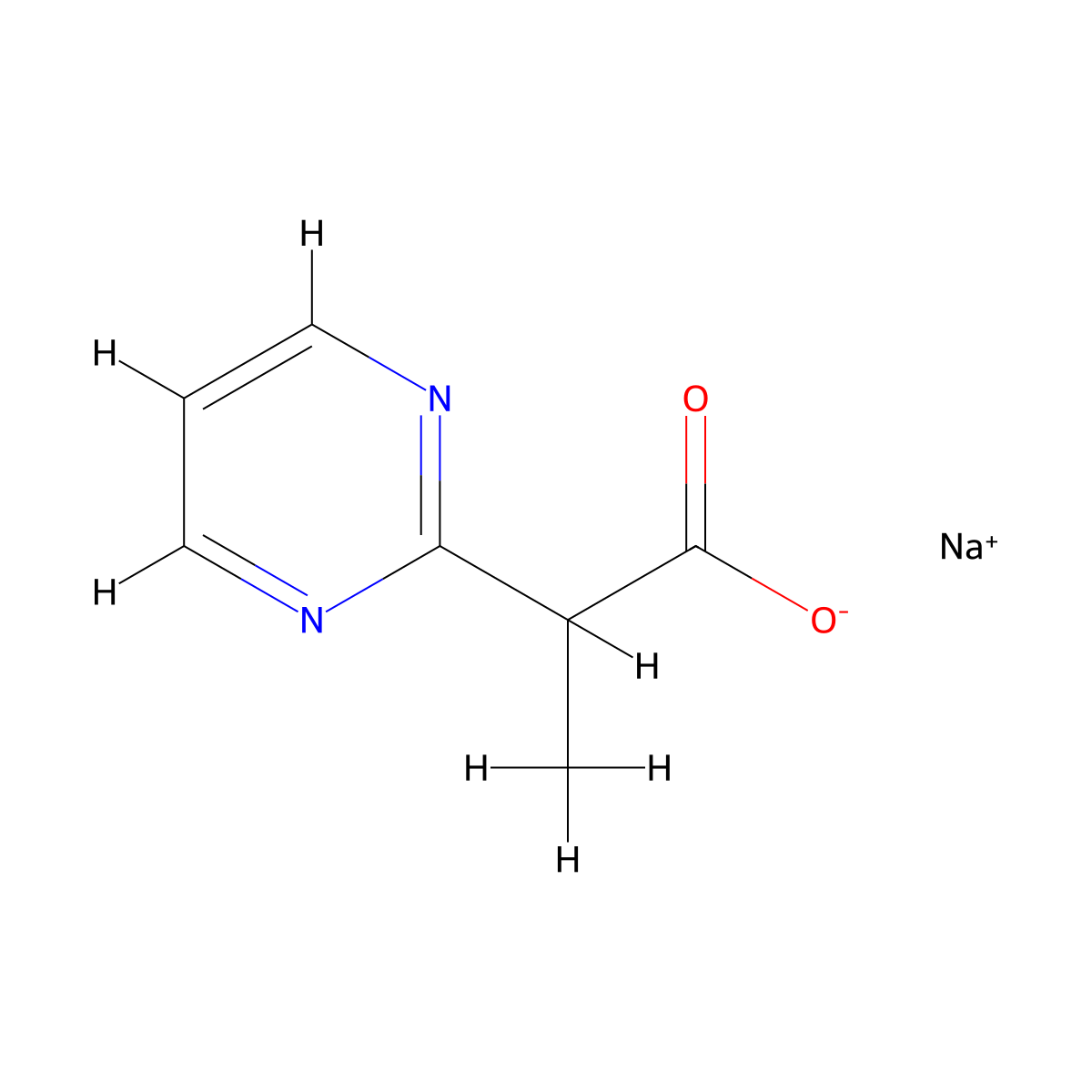 Sodium 2-(pyrimidin-2-yl)propanoate molecular structure, CAS 1820641-48-2