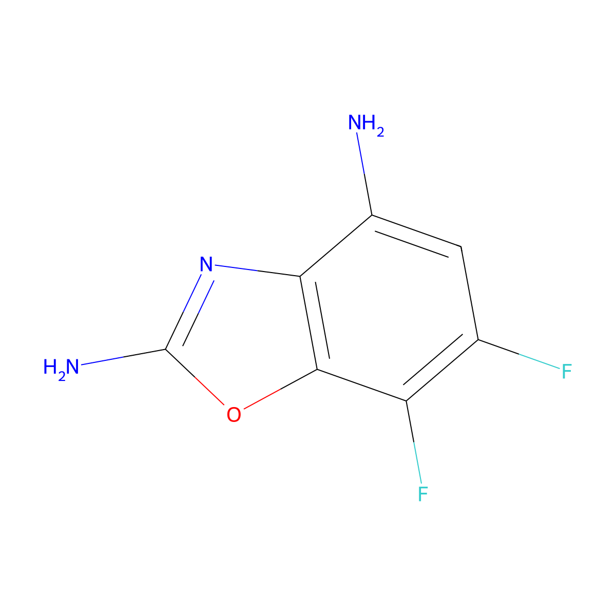 6,7-Difluoro-1,3-benzoxazole-2,4-diamine molecular structure, CAS 1820641-51-7