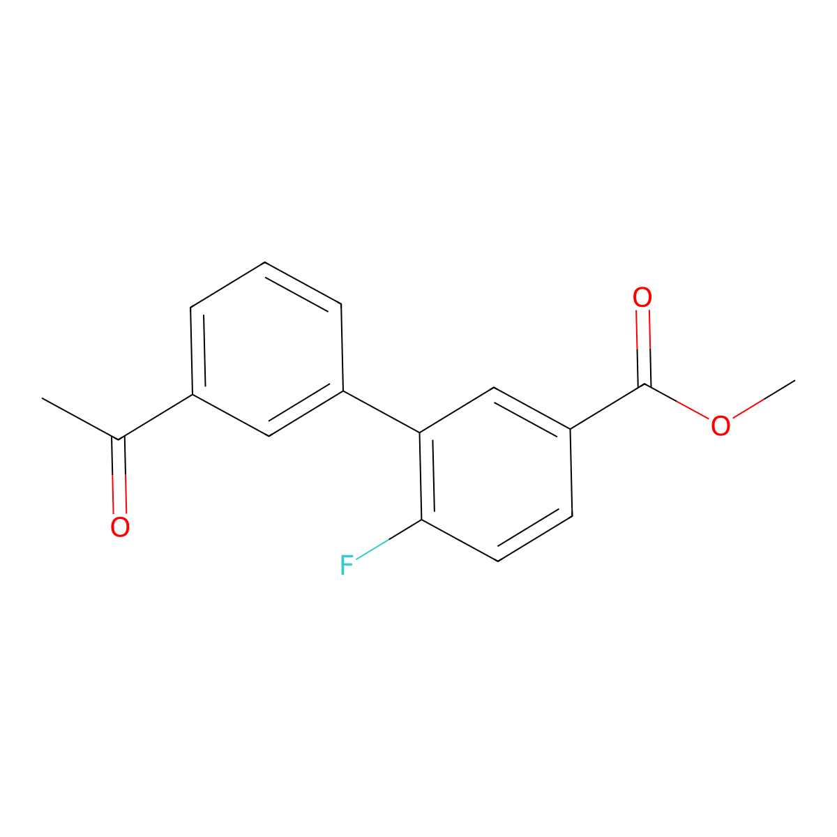 Methyl 3-(3-acetylphenyl)-4-fluorobenzoate molecular structure, CAS 1820641-53-9