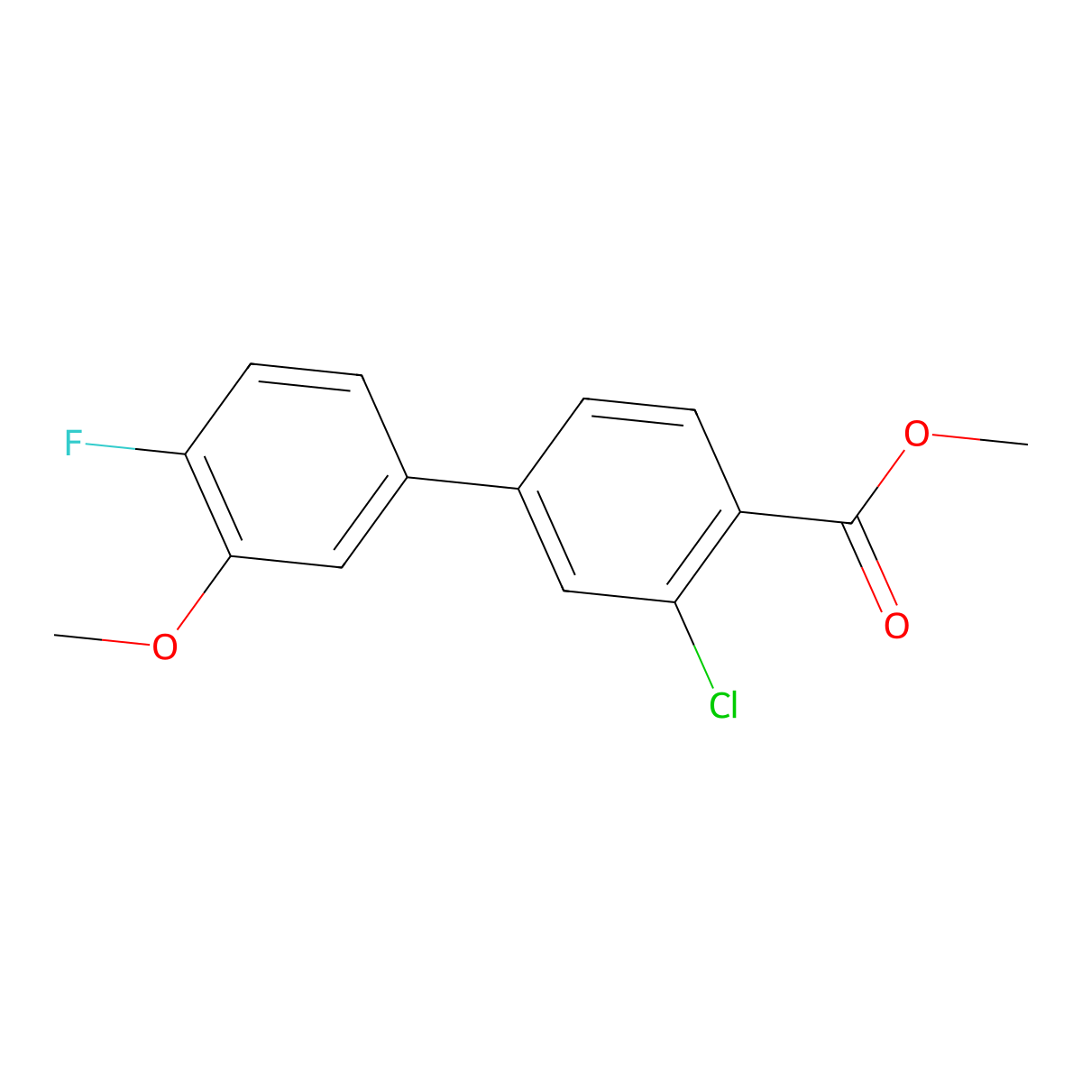 Methyl 2-chloro-4-(4-fluoro-3-methoxyphenyl)benzoate molecular structure, CAS 1820641-60-8