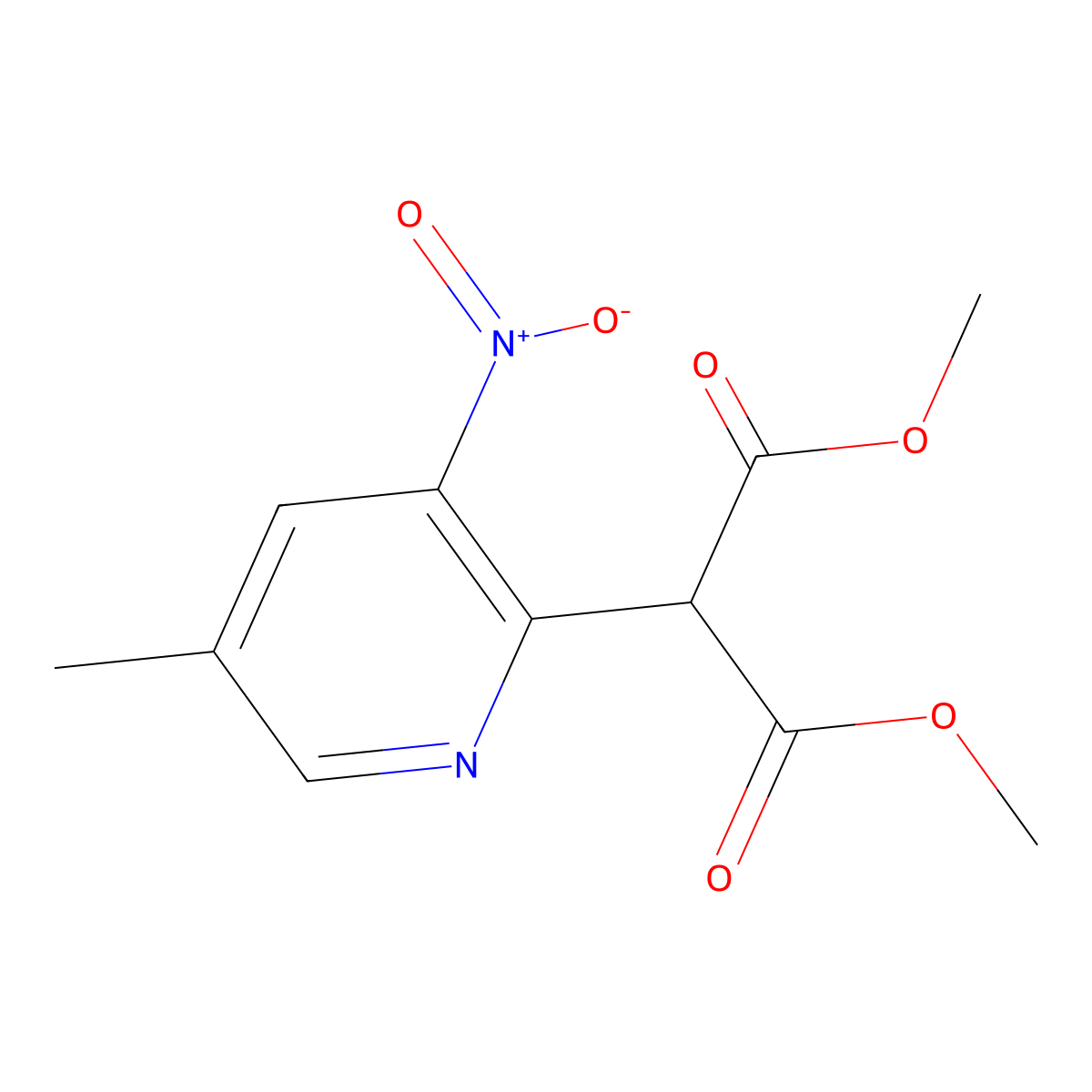 Dimethyl 2-(5-methyl-3-nitropyridin-2-yl)malonate molecular structure, CAS 1820641-61-9