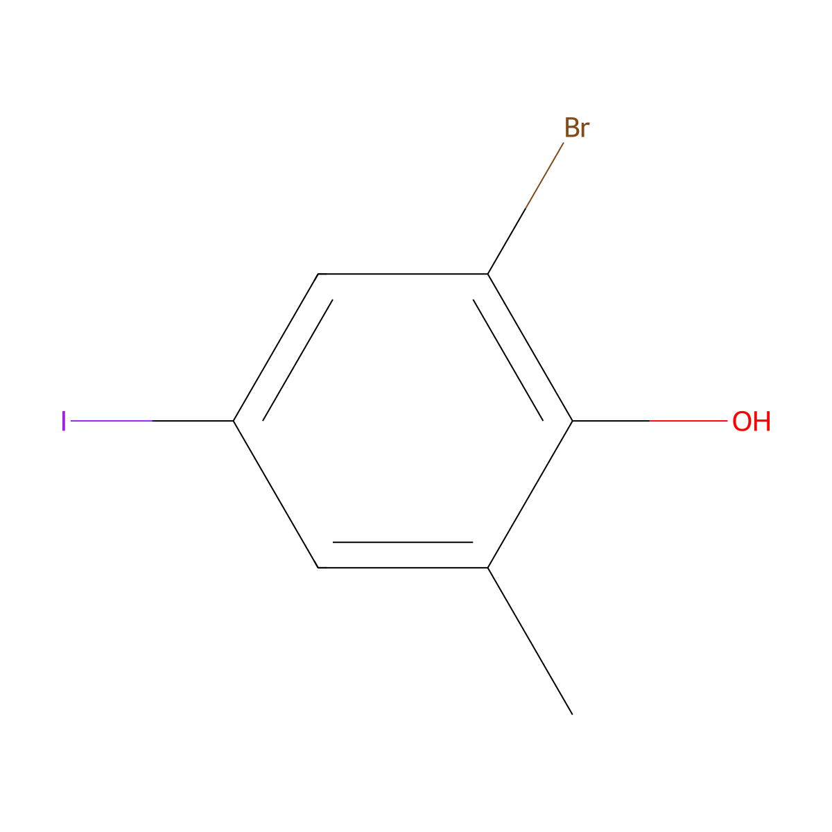 2-Bromo-4-iodo-6-methylphenol molecular structure, CAS 1820641-98-2