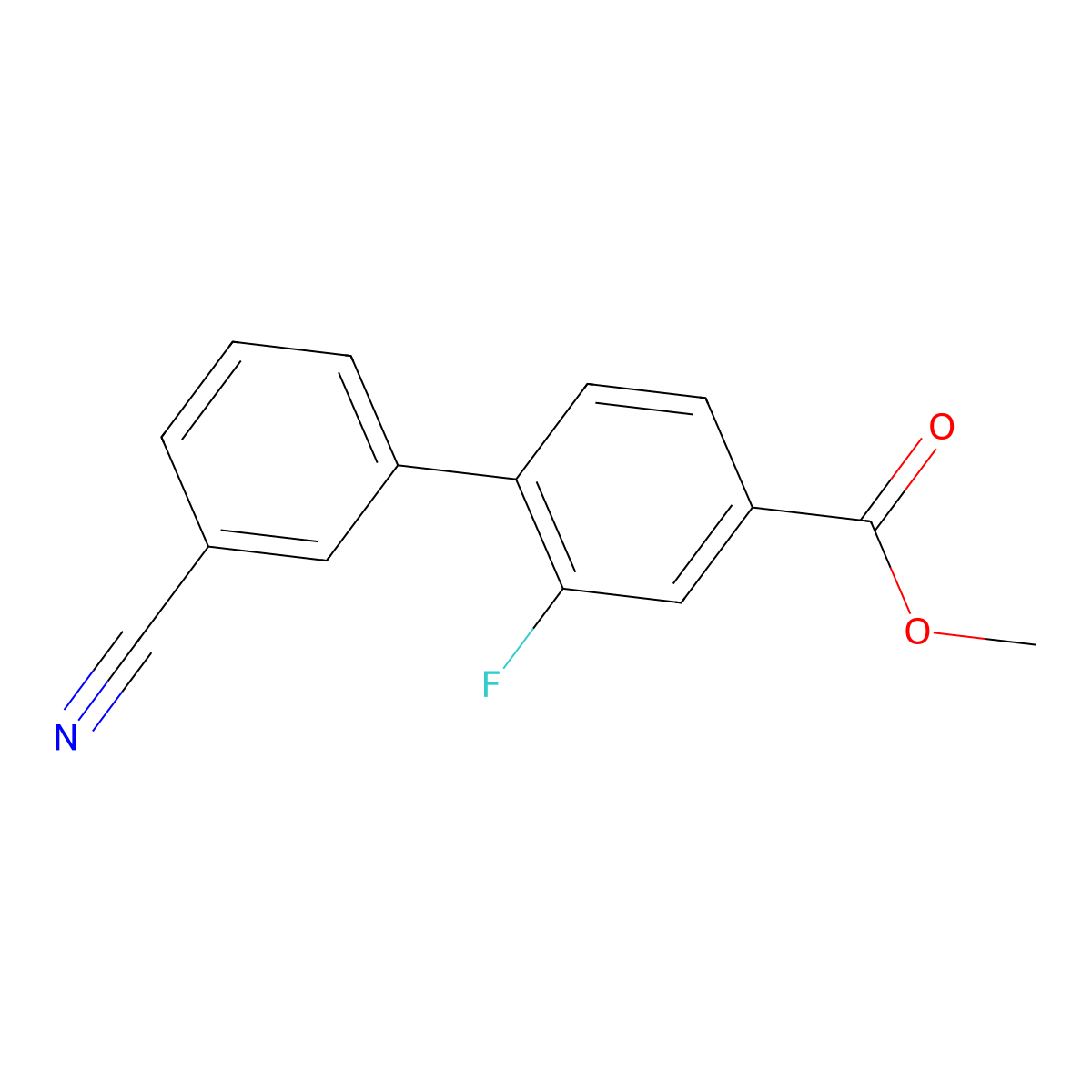Methyl 4-(3-cyanophenyl)-3-fluorobenzoate molecular structure, CAS 1820642-19-0