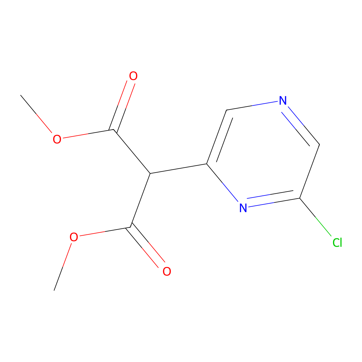 Dimethyl 2-(6-chloropyrazin-2-yl)malonate molecular structure, CAS 1820642-22-5