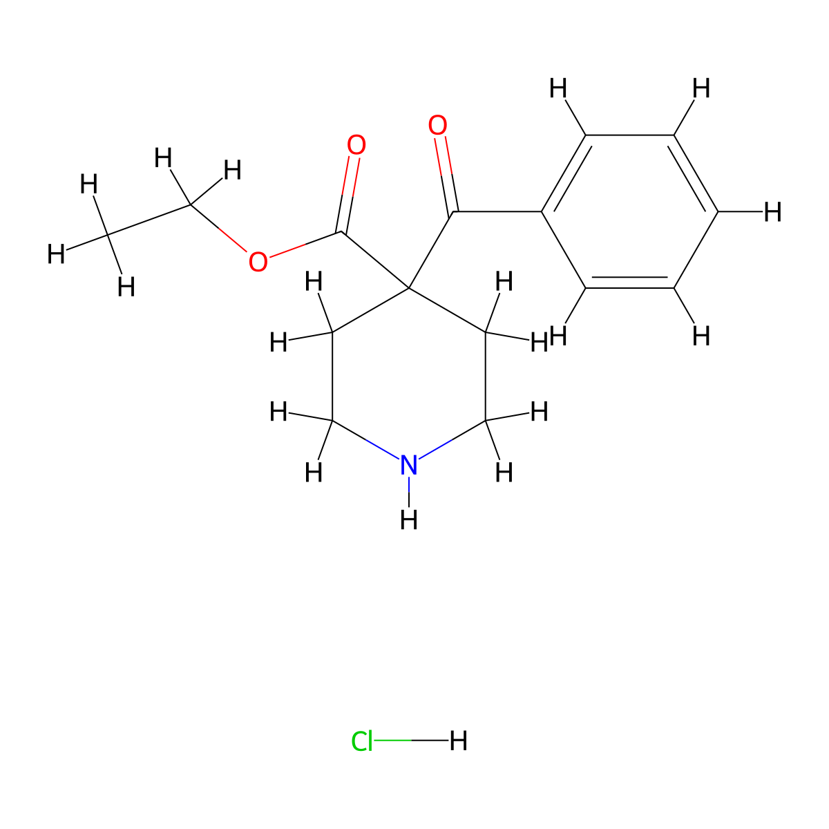 Ethyl 4-benzoylpiperidine-4-carboxylate hydrochloride molecular structure, CAS 1820642-29-2