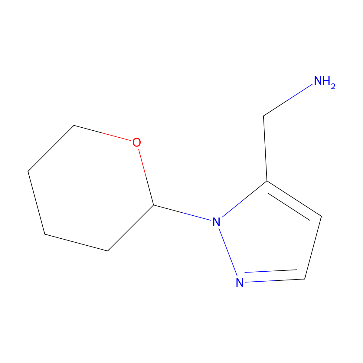 1-[1-(oxan-2-yl)-1H-pyrazol-5-yl]methanamine molecular structure, CAS 1820642-31-6