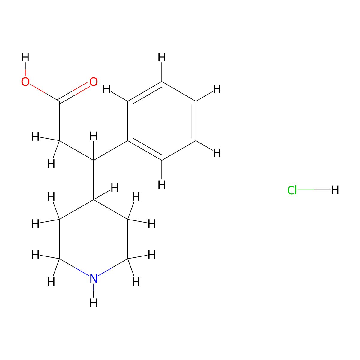3-Phenyl-3-(piperidin-4-yl)propanoic acid hydrochloride molecular structure, CAS 1820646-99-8