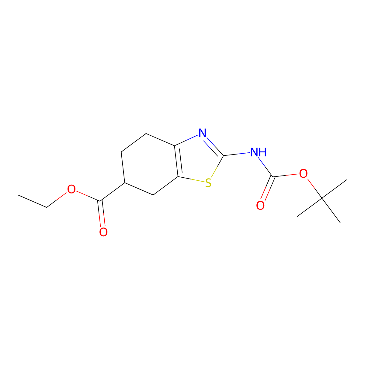 2-tert-Butoxycarbonylamino-4,5,6,7-tetrahydro-benzothiazole-6-carboxylic acid ethyl ester molecular structure, CAS 1820647-12-8