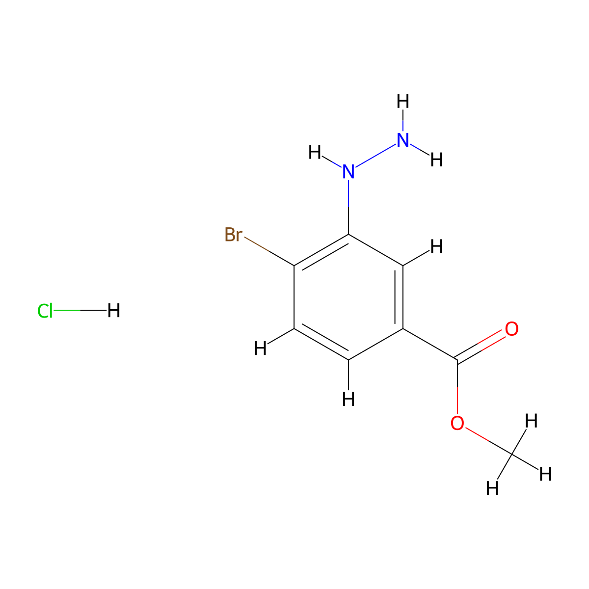 Methyl 4-bromo-3-hydrazinylbenzoate hydrochloride molecular structure, CAS 1820647-19-5