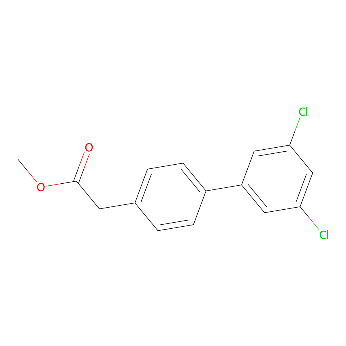 Methyl 2-[4-(3,5-dichlorophenyl)phenyl]acetate molecular structure, CAS 1820647-25-3