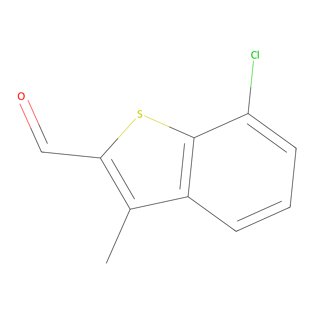 7-Chloro-3-methyl-1-benzothiophene-2-carbaldehyde molecular structure, CAS 1820647-73-1
