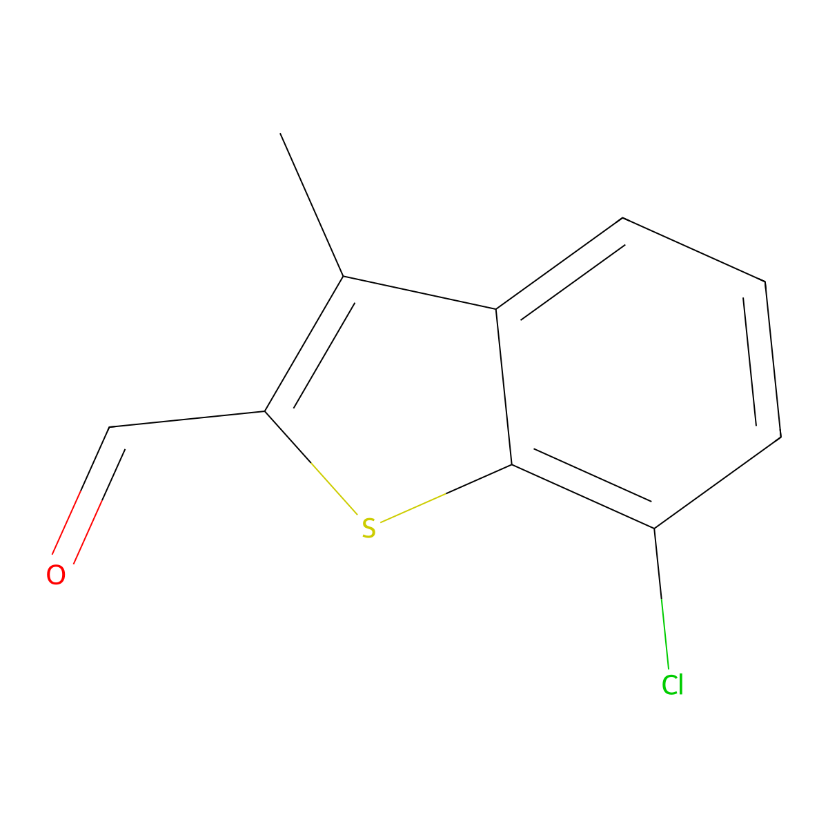 7-Chloro-3-methyl-1-benzothiophene-2-carbaldehyde molecular structure, CAS 1820647-73-1