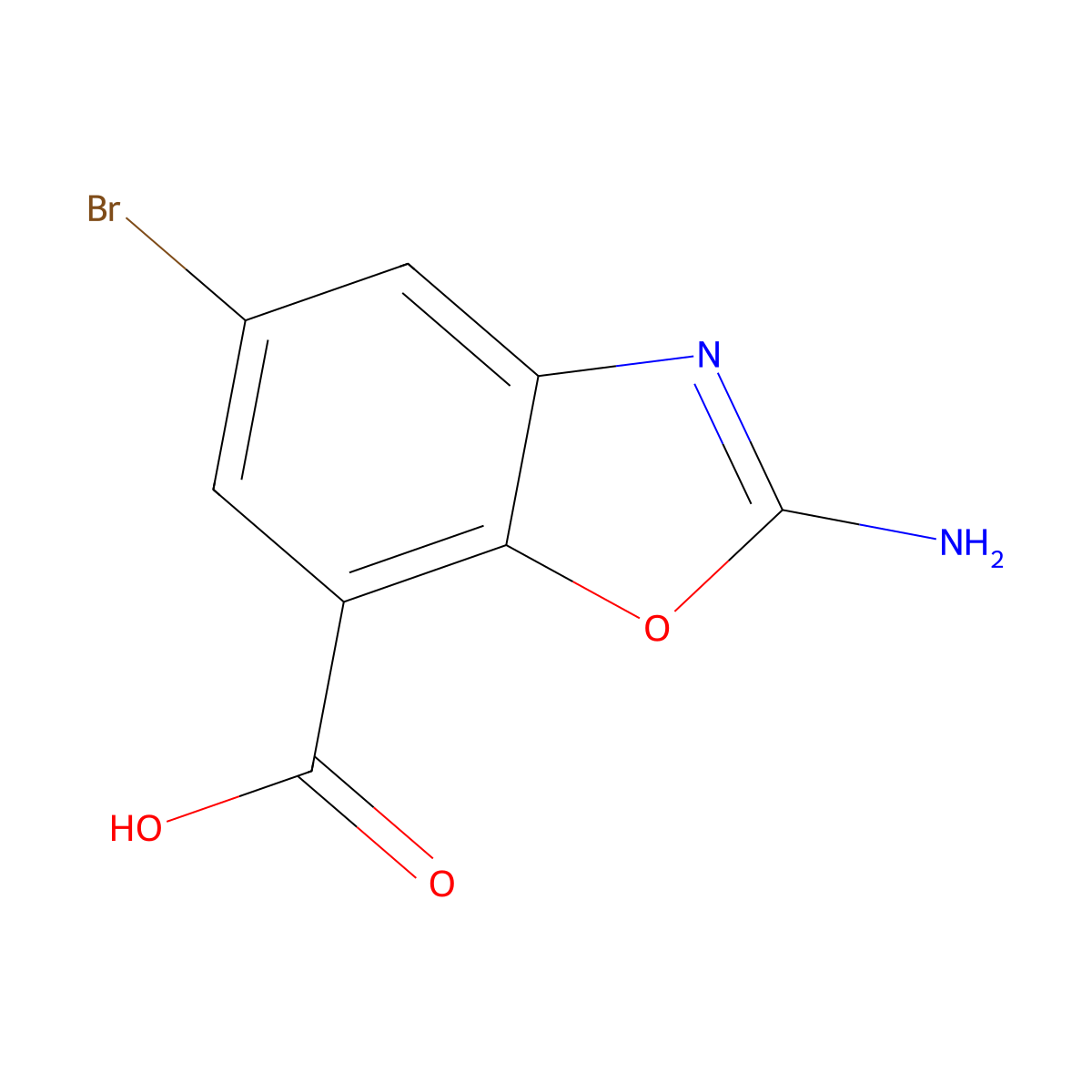 2-Amino-5-bromo-1,3-benzoxazole-7-carboxylic acid molecular structure, CAS 1820647-89-9