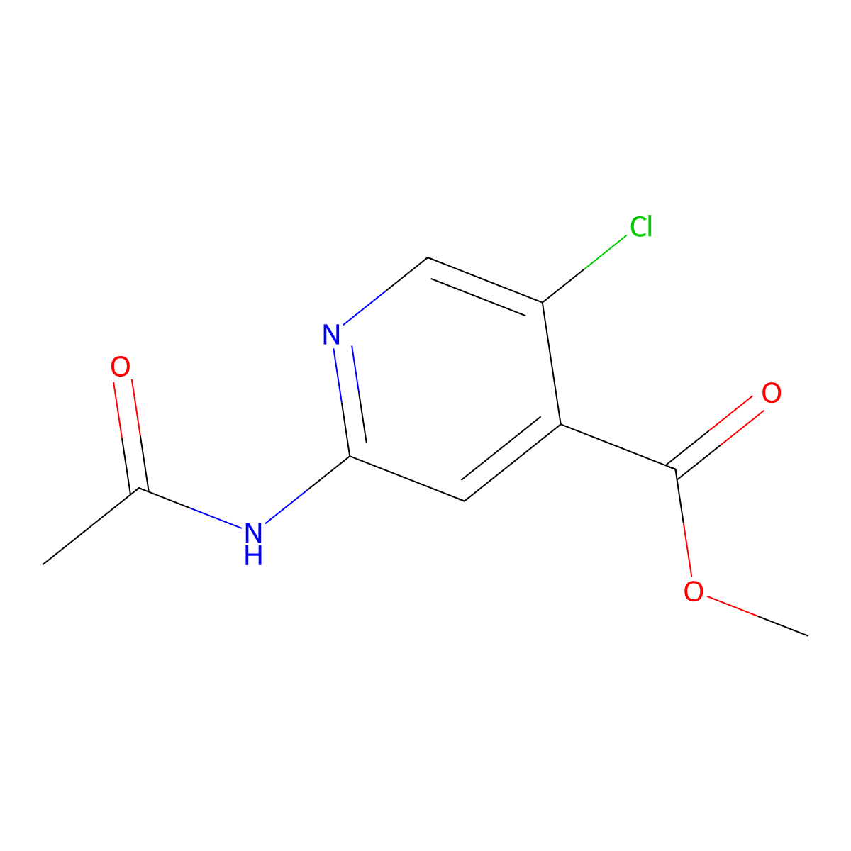 Methyl 5-chloro-2-acetamidopyridine-4-carboxylate molecular structure, CAS 1820648-39-2