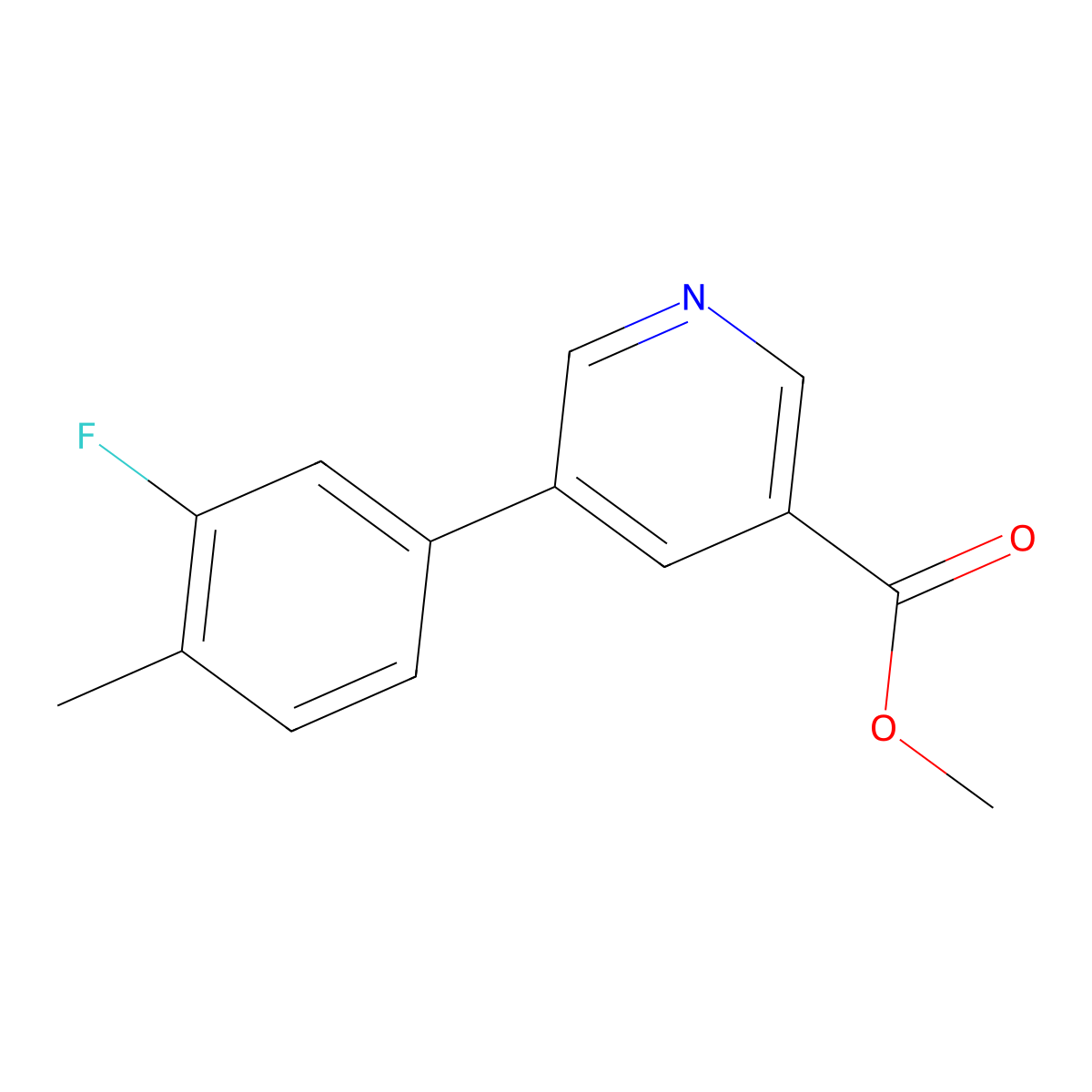 Methyl 5-(3-fluoro-4-methylphenyl)pyridine-3-carboxylate molecular structure, CAS 1820648-41-6