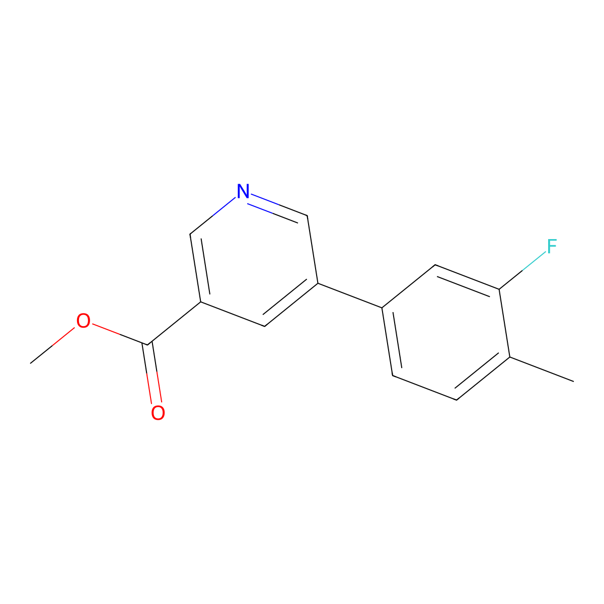 Methyl 5-(3-fluoro-4-methylphenyl)pyridine-3-carboxylate molecular structure, CAS 1820648-41-6