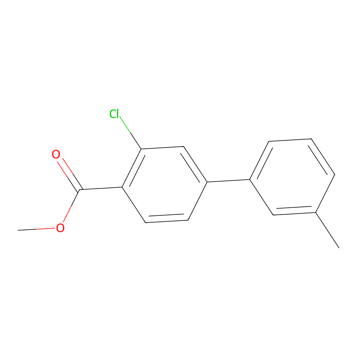 Methyl 2-chloro-4-(3-methylphenyl)benzoate molecular structure, CAS 1820648-48-3