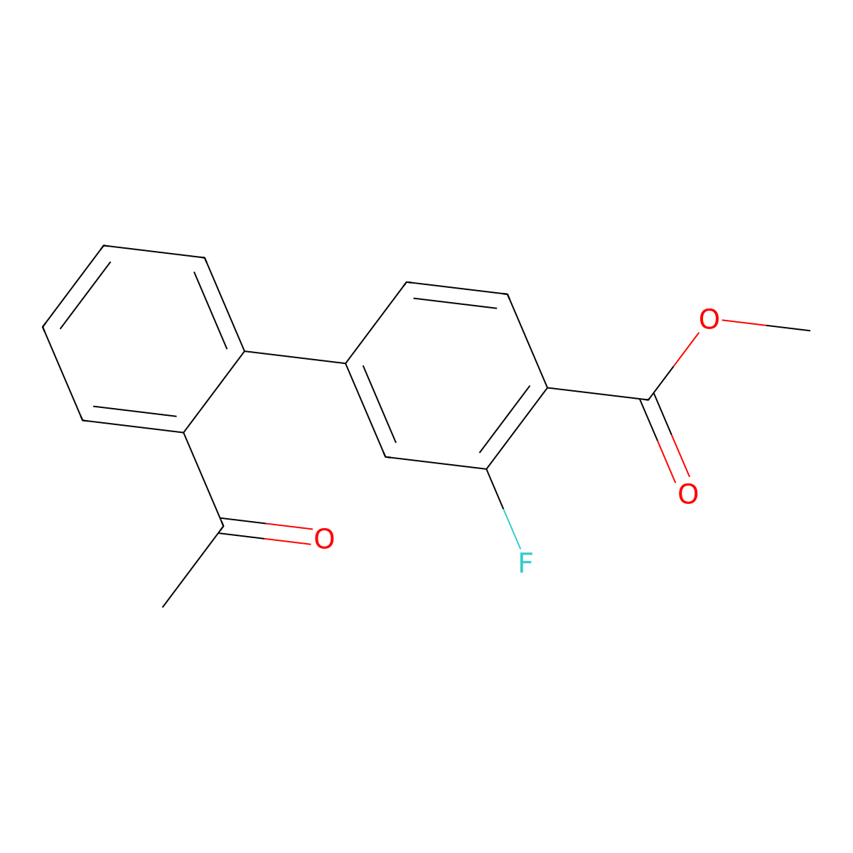 Methyl 4-(2-acetylphenyl)-2-fluorobenzoate molecular structure, CAS 1820648-54-1
