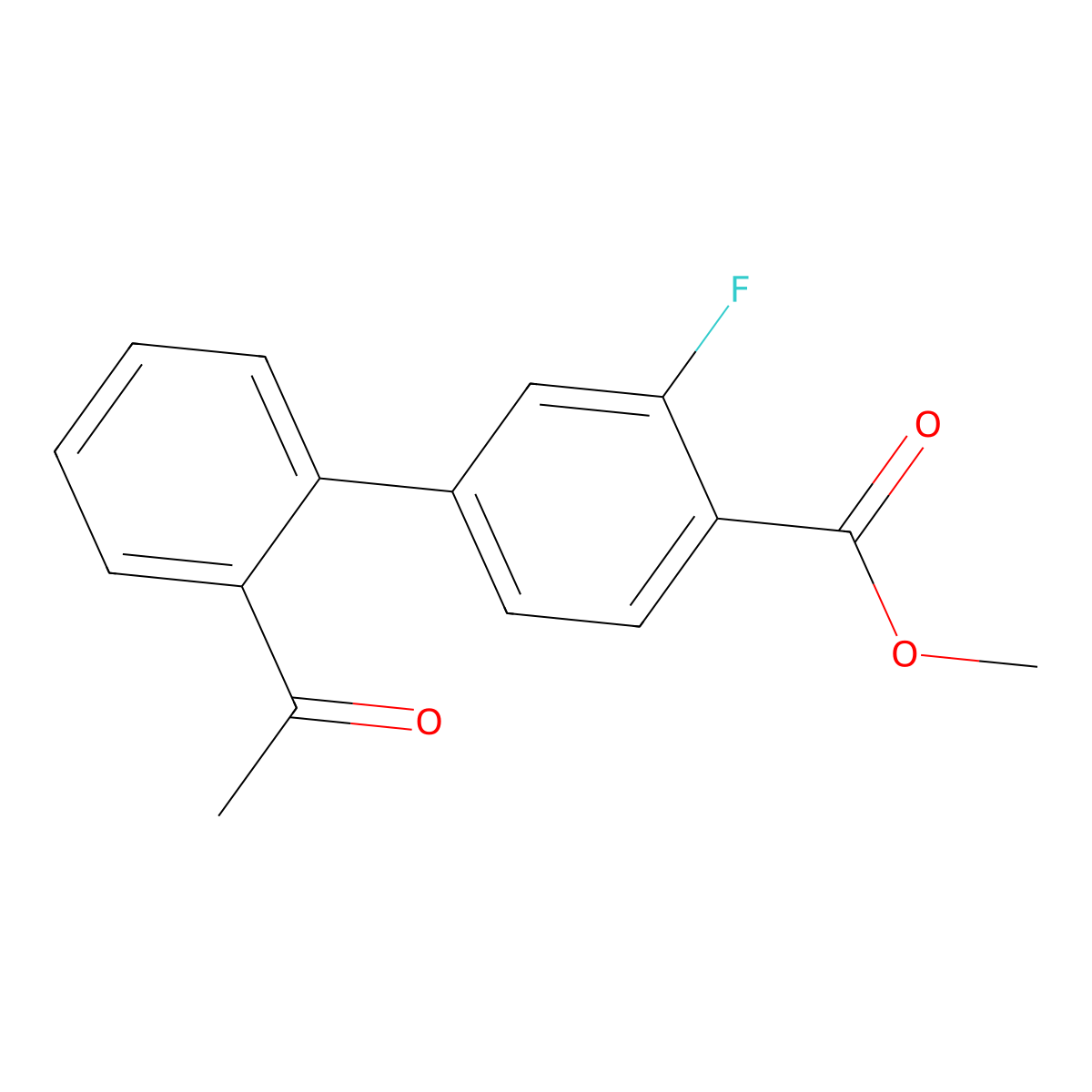 Methyl 4-(2-acetylphenyl)-2-fluorobenzoate molecular structure, CAS 1820648-54-1