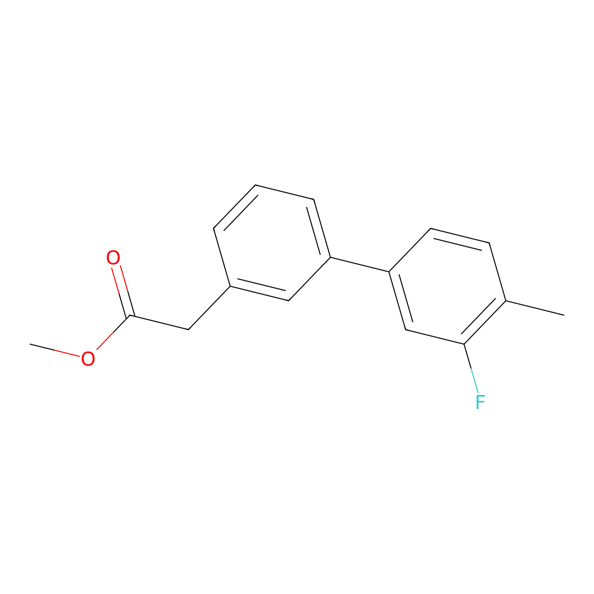 Methyl 2-[3-(3-fluoro-4-methylphenyl)phenyl]acetate molecular structure, CAS 1820648-61-0