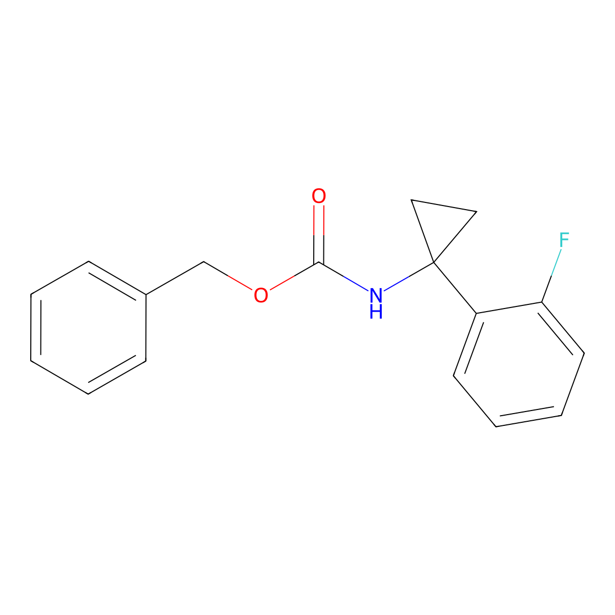 Benzyl (1-(2-fluorophenyl)cyclopropyl)carbamate molecular structure, CAS 1820648-90-5