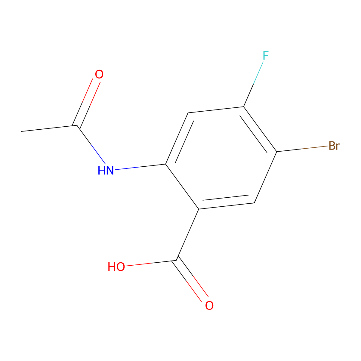 2-Acetamido-5-bromo-4-fluorobenzoic acid molecular structure, CAS 1820649-12-4