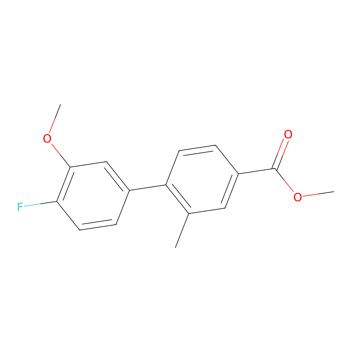 Methyl 4-(4-fluoro-3-methoxyphenyl)-3-methylbenzoate molecular structure, CAS 1820649-43-1