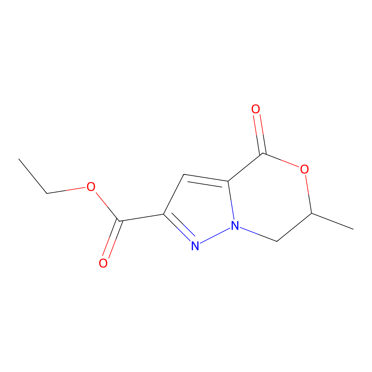 Ethyl 6-methyl-4-oxo-6,7-dihydro-4H-pyrazolo[5,1-c][1,4]oxazine-2-carboxylate molecular structure, CAS 1820649-45-3