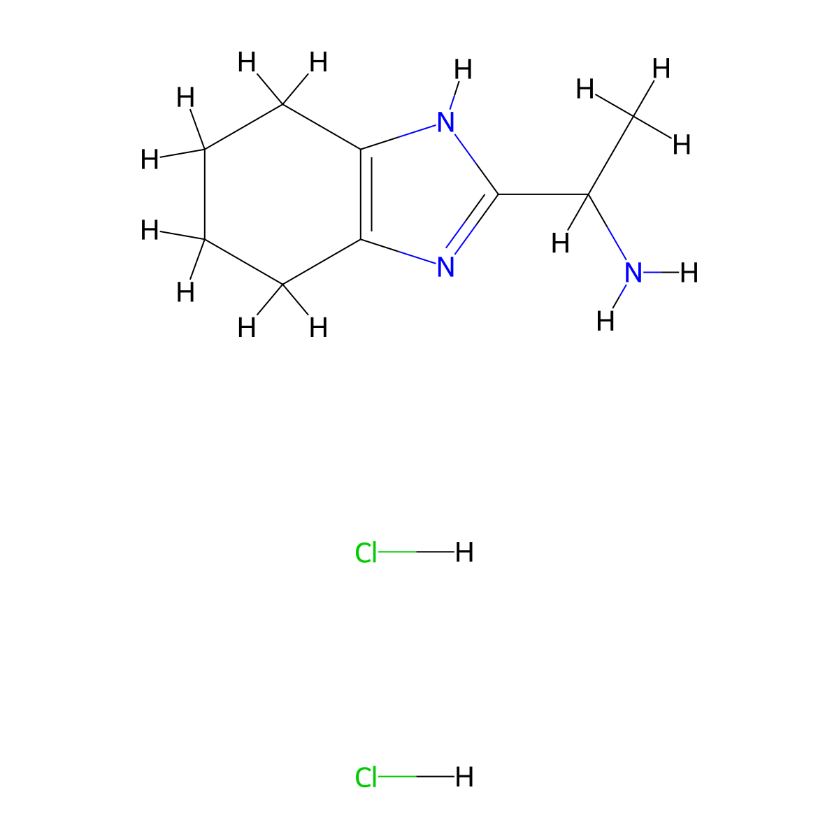 1-(4,5,6,7-tetrahydro-1H-benzo[d]imidazol-2-yl)ethan-1-amine dihydrochloride molecular structure, CAS 1820649-49-7