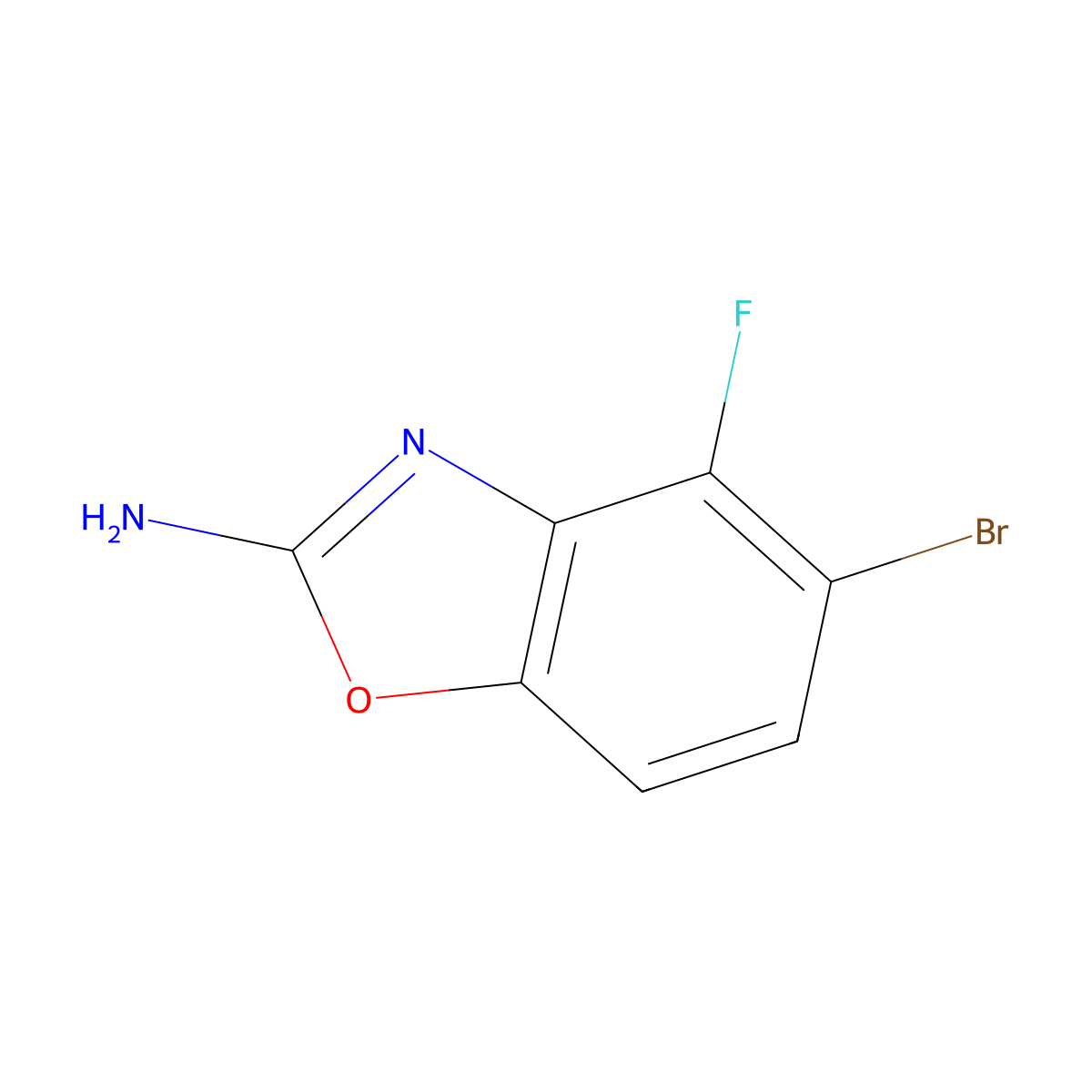 5-Bromo-4-fluoro-1,3-benzoxazol-2-amine molecular structure, CAS 1820649-59-9