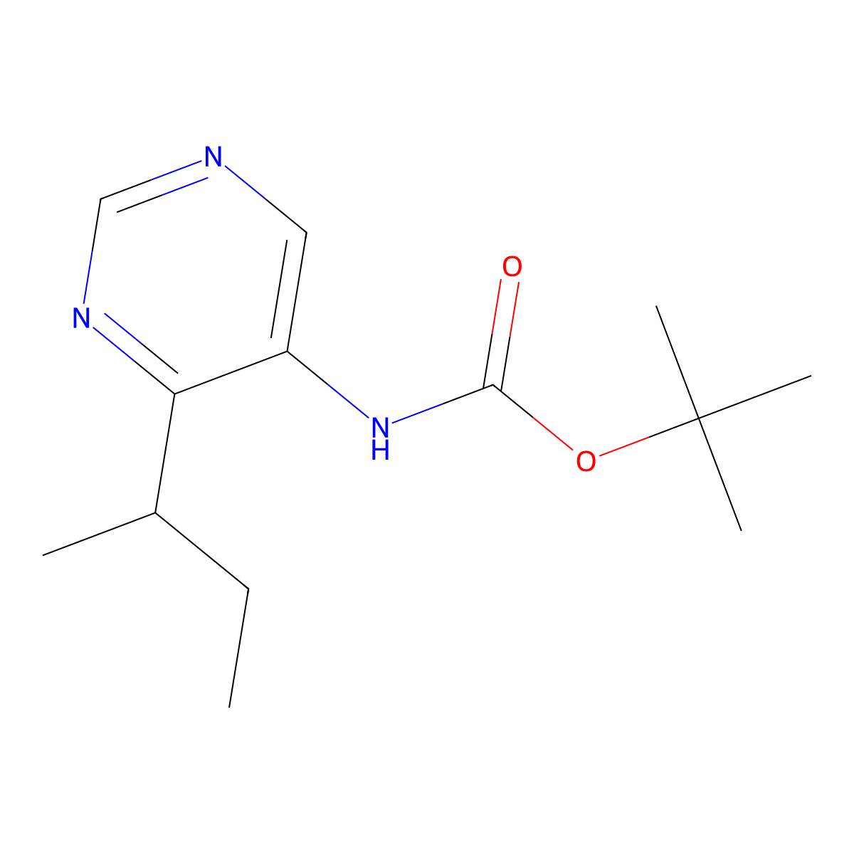 Tert-butyl N-[4-(sec-butyl)pyrimidin-5-YL]carbamate molecular structure, CAS 1820649-64-6