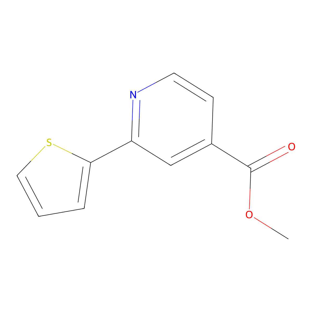 Methyl 2-(thiophen-2-YL)pyridine-4-carboxylate molecular structure, CAS 1820649-66-8