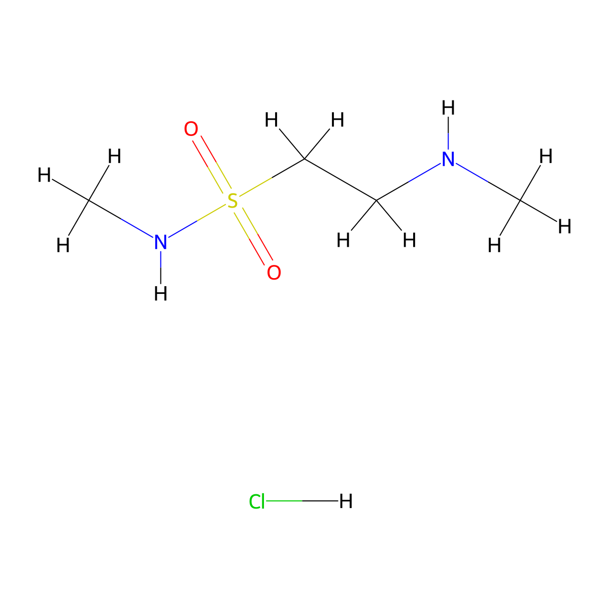 N-methyl-2-(methylamino)ethane-1-sulfonamide hydrochloride molecular structure, CAS 1820649-90-8