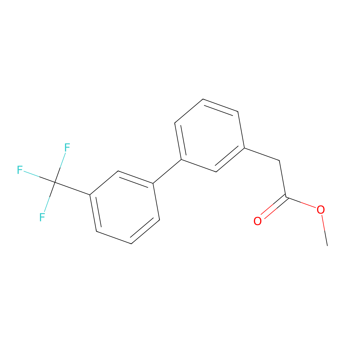 Methyl 2-{3-[3-(trifluoromethyl)phenyl]phenyl}acetate molecular structure, CAS 1820649-94-2