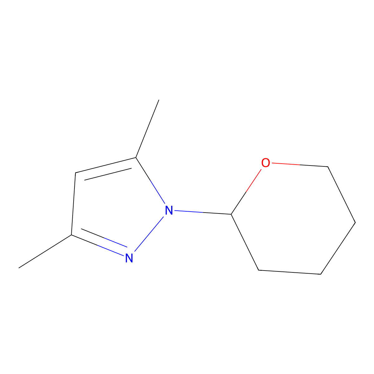 3,5-dimethyl-1-(oxan-2-yl)-1H-pyrazole molecular structure, CAS 1820650-04-1