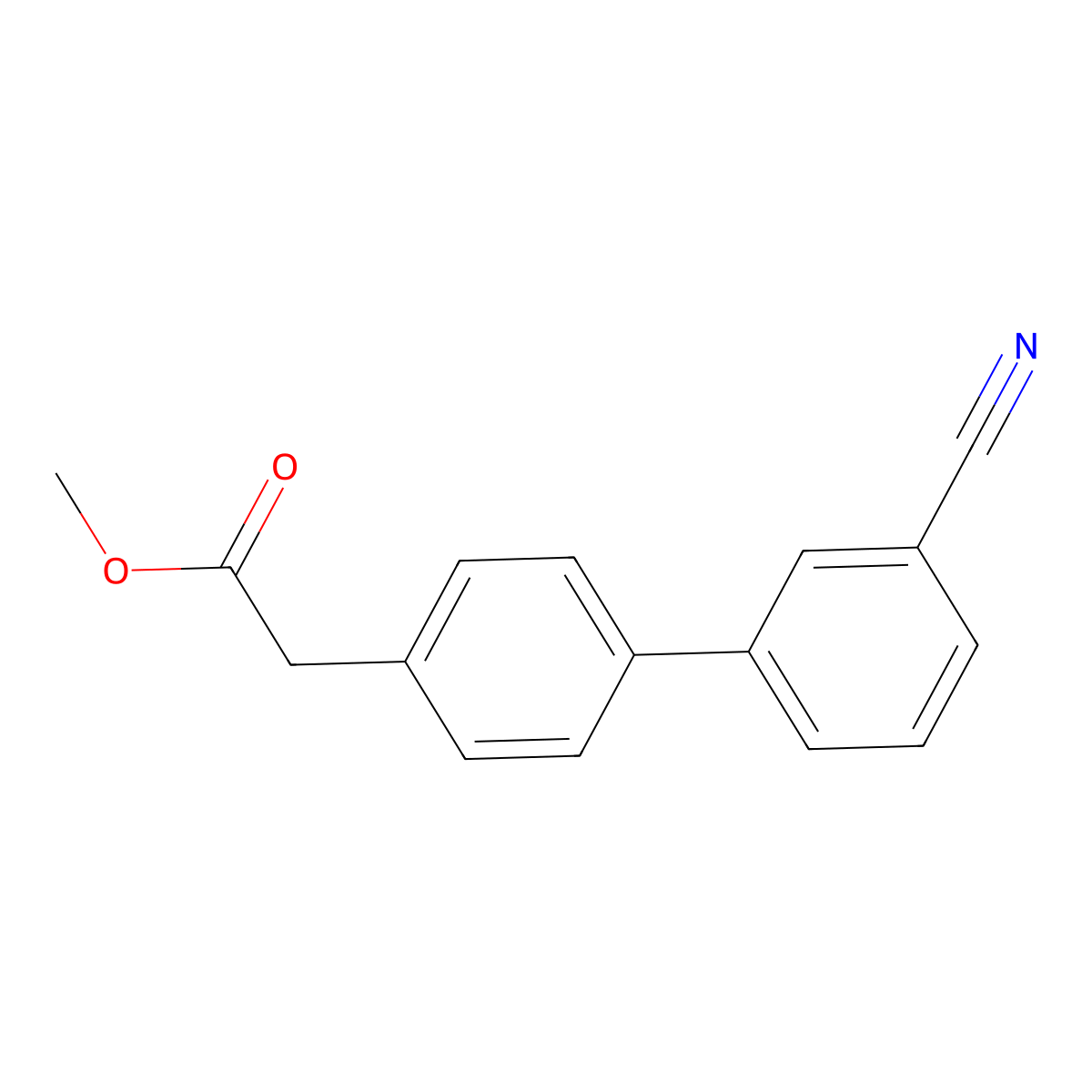 Methyl 2-[4-(3-cyanophenyl)phenyl]acetate molecular structure, CAS 1820650-18-7